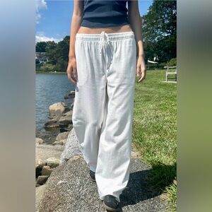 Brandy Melville Women's White Wide Leg Pants